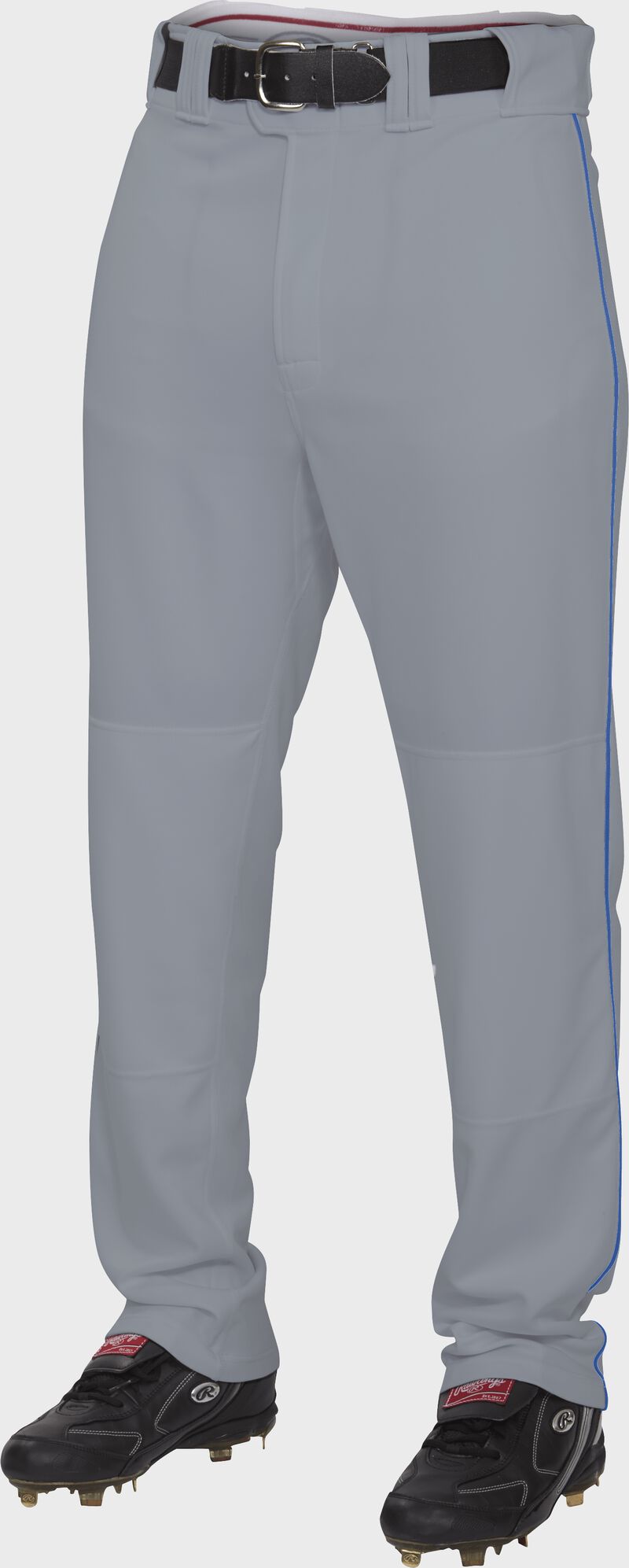 Front of Rawlings Blue Gray/Royal Adult Semi-Relaxed Piped Pant - SKU #PRO150P-BG/R