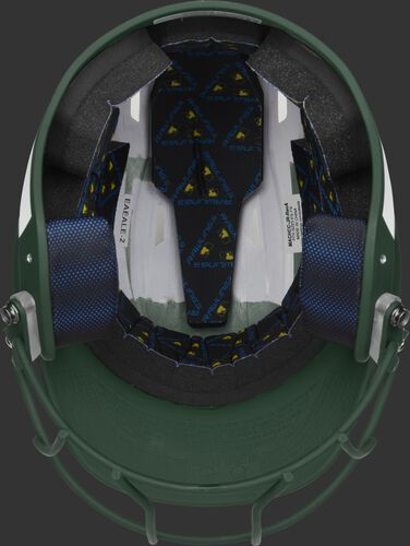 Black foam padding on the inside of a Rawlings Mach fastpitch helmet - SKU: MSB13S-W/DG