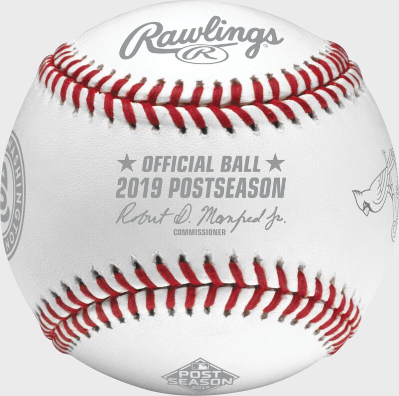An official NLCS19DL 2019 National League Championship Series dueling baseball with the league commissioner's signature