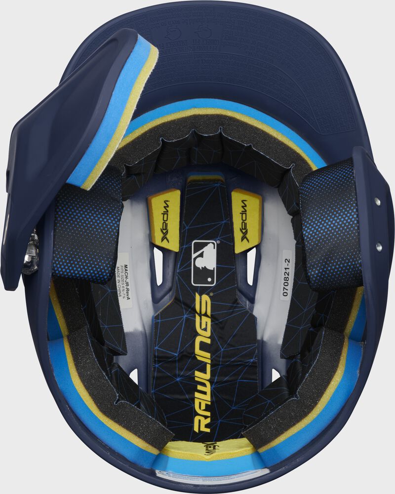 Inside view of Rawlings Mach Carbon Batting Helmet - SKU: MAAL