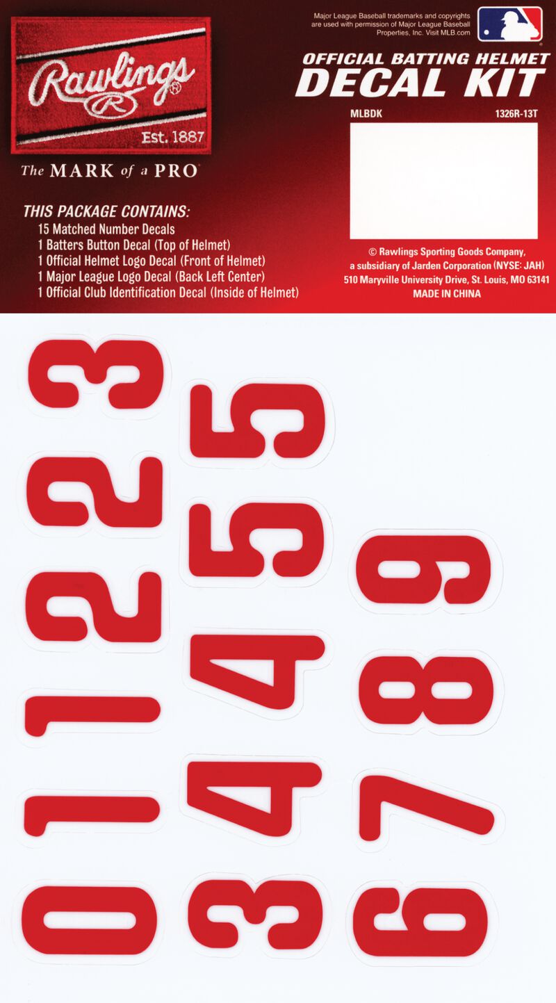Rawlings MLB Philadelphia Phillies Decal Kit With Red Numbers SKU #MLBDC-PHI