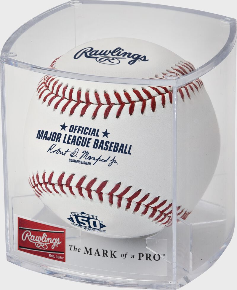 Rawlings, MLB 2021 Atlanta Braves 150th Anniversary Baseball, MLB League, Major League, Memorabilia, Individual, Cushioned Center, White