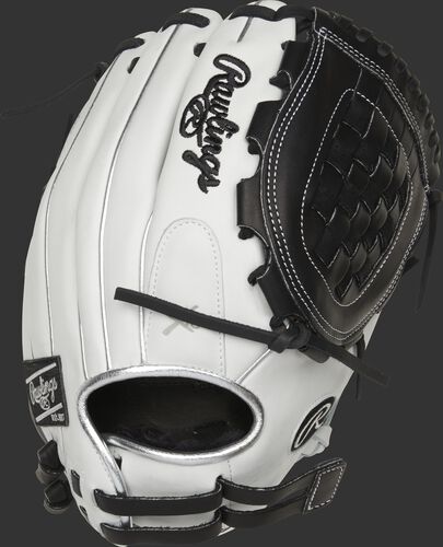 RLA120-3BP 12-inch Liberty Advanced infield/pitcher's Basket web glove with a white back and platinum binding/welting
