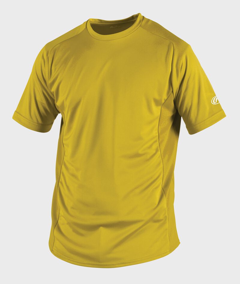 Front of Rawlings Adult Light Gold Short Sleeve Shirt - SKU #SSBASE