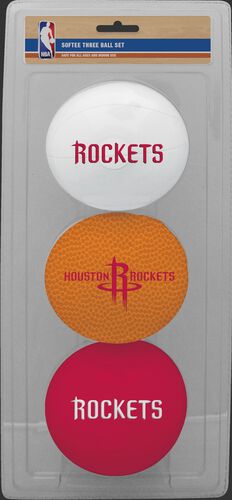 Rawlings White, Brown, and Red NBA Houston Rockets Three-Point Softee Basketball Set With Team Logo SKU #03524209114