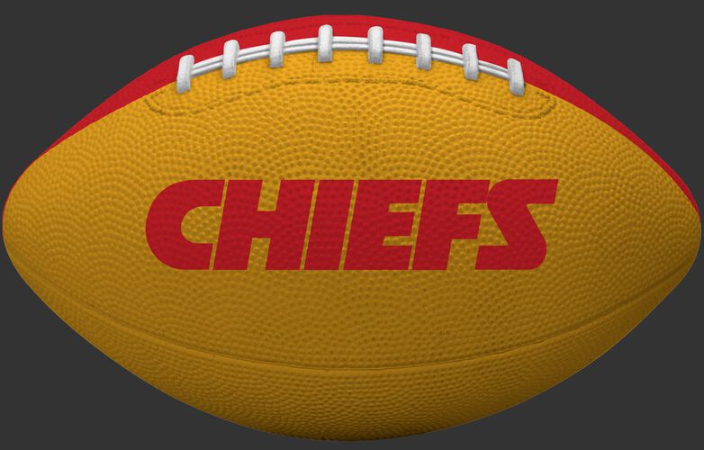 Yellow side of a Kansas City Chiefs Gridiron tailgate football with team name SKU #09501071122