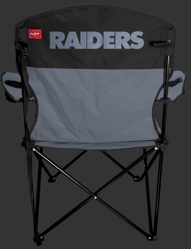 Back of Rawlings Silver and Black NFL Oakland Raiders Lineman Chair With Team Name SKU #31021072111