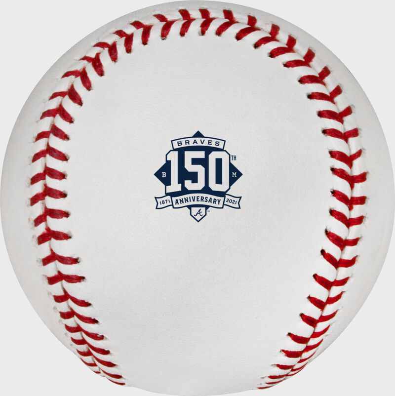 Rawlings, MLB 2021 Atlanta Braves 150th Anniversary Baseball, MLB League, Major League, Memorabilia, Individual, Cushioned Center, White