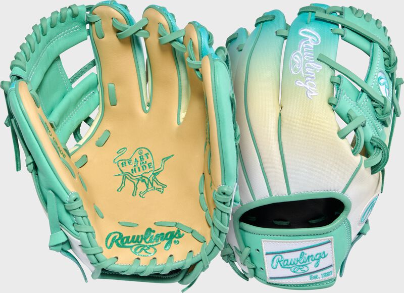 Exclusive Heart of the Hide 11.25-Inch Pink/Columiba Blue infield Glove, Right Hand Throw