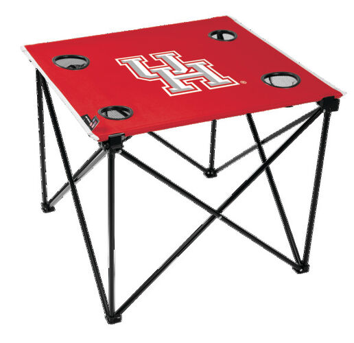 Rawlings Red and White NCAA Houston Cougars Deluxe Tailgate Table With Four Cup Holders and Team Logo Printed In The Middle SKU #00713323111