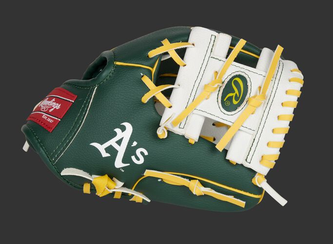 Thumb of a green/white Oakland Athletics 10-inch team logo glove with a white I-web - SKU: 22000003111