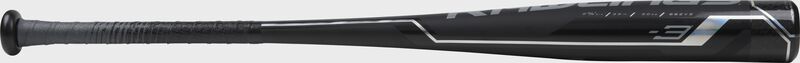 BBZV3 Rawlings BBCOR -3 Velo ACP bat with black/silver batting grip and a black barrel