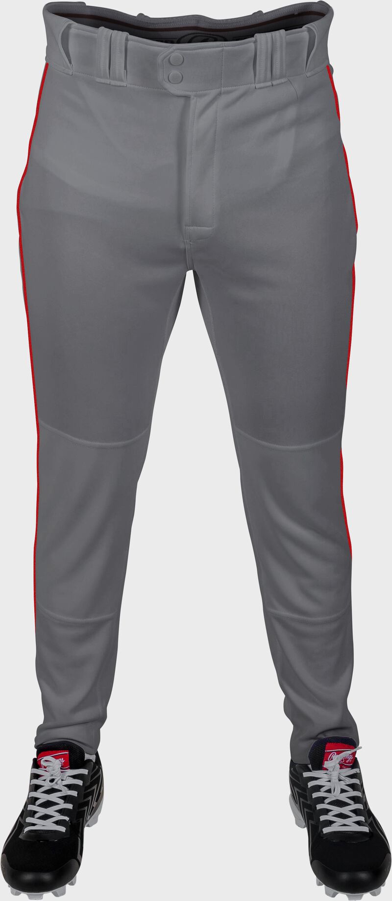 Rawlings 150 Jogger Fit Piped Baseball Pants, Adult S, Blue Gray/Scarlet