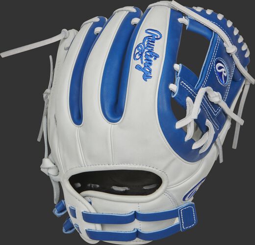 RLA715SB-2R 11.75-inch Liberty Advanced I-web glove with a white back, royal finger stalls and adjustable pull strap