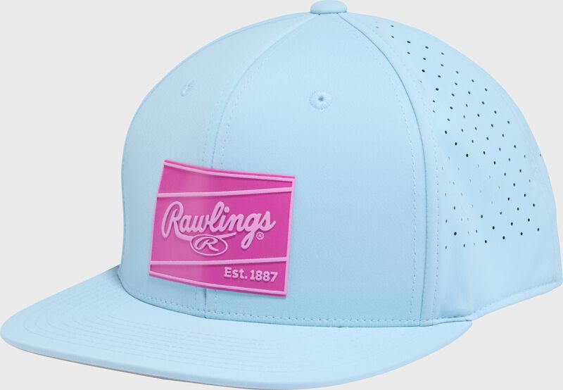 Rawlings Light Blue Performance Flat Bill Snapback Hat
