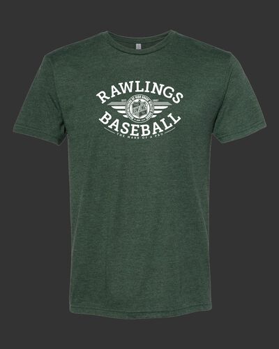 A dark green Rawlings baseballs tri-blend t-shirt - SKU: RSGBT-DG