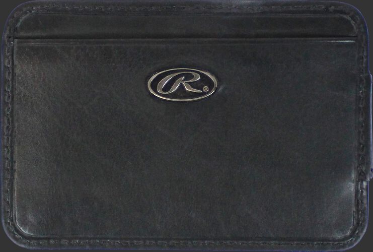 A black Bases Loaded magnetic money clip with a gold Oval R logo emblem - SKU: RW80002-001