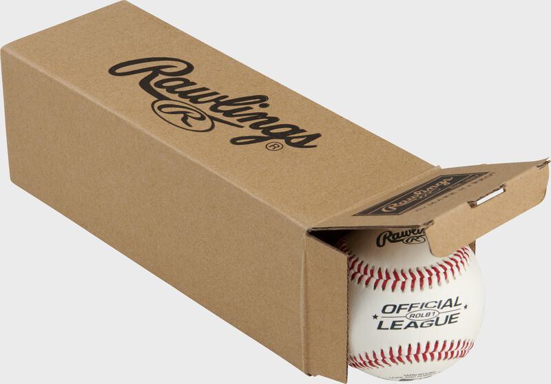 Official League ROLB1 baseballs inside a Rawlings box - SKU: RSGROLB1PK3