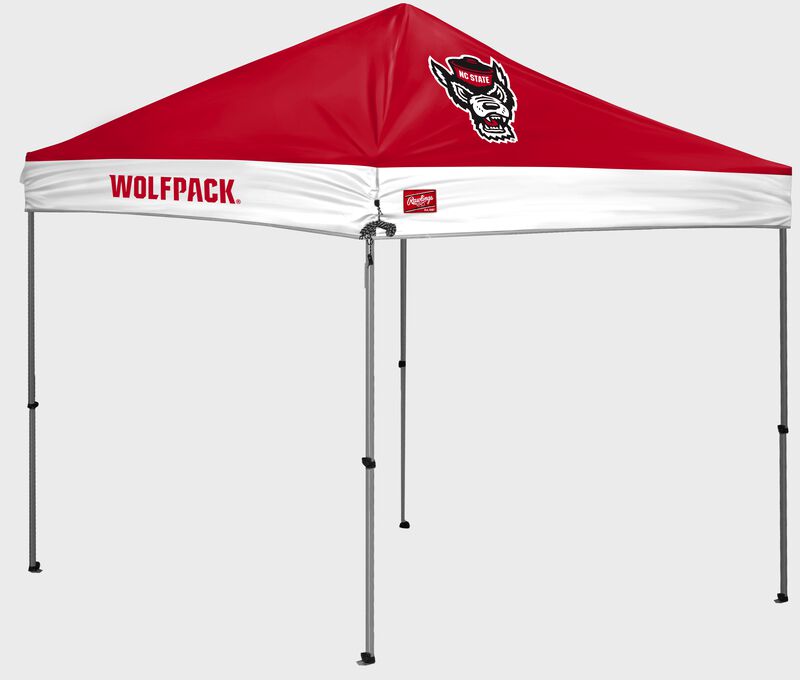 A NC State Wolfpack 9'x9' straight leg canopy loading=