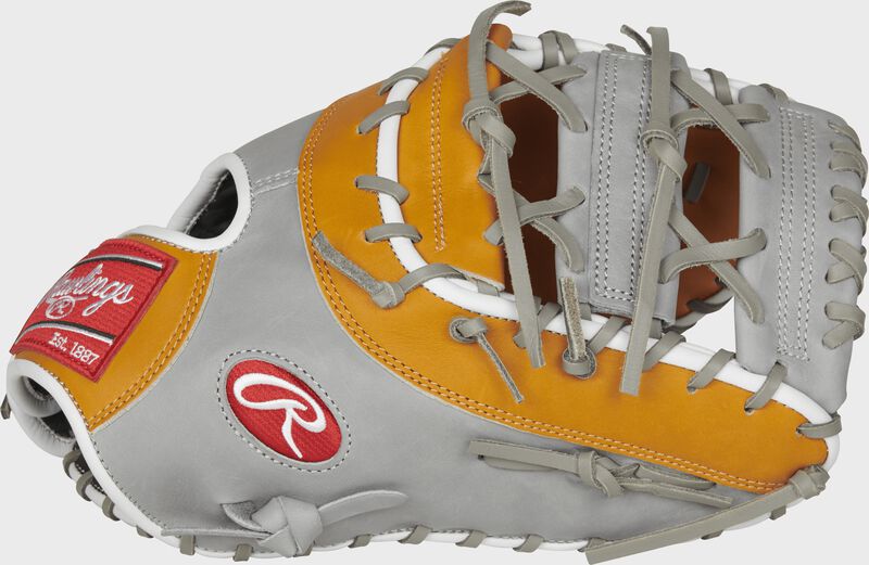 Thumb view of a PROAR44 Heart of the Hide Anthony Rizzo glove with a grey Horizontal Bar X-Laced web