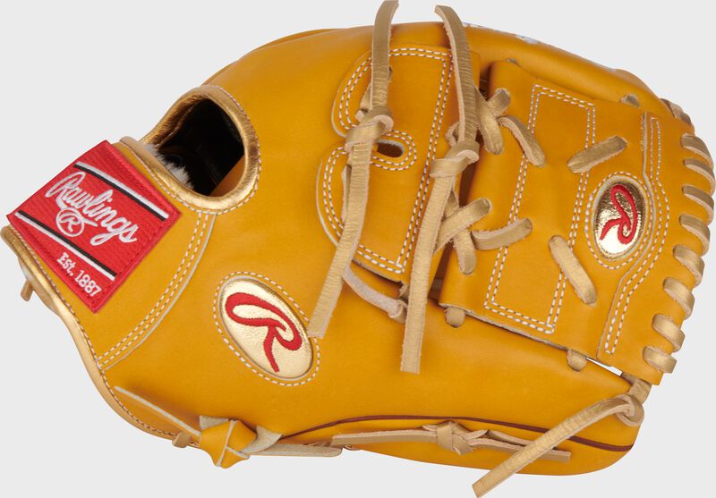 Thumb of a tan Gameday 57 Series Shane Bieber Pro Preferred glove with a tan 2-piece solid web