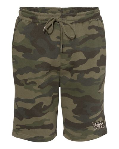 Green camo Rawlings men's fleece shorts - SKU: RSGFS-CAMO