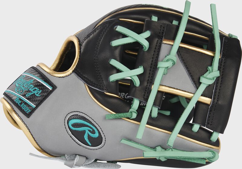 Thumb of a gray/black Heart of the Hide Hyper Shell 11.5" infield glove with a gray/black I-web - SKU: PRO934-2BCF