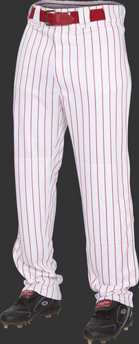 Front of Rawlings Scarlet Youth Semi-Relaxed Pinstripe Pant - SKU #YPIN150
