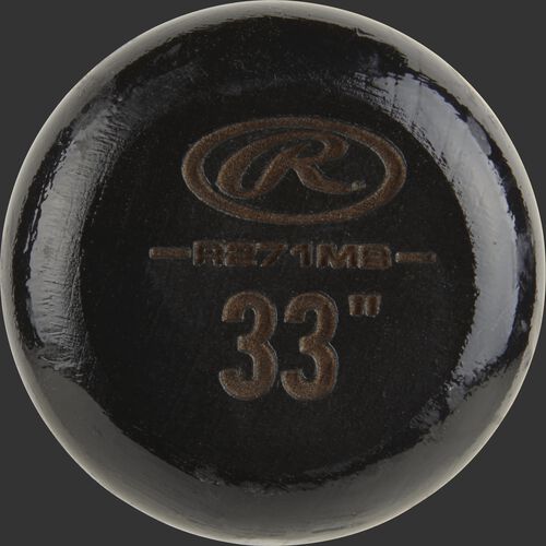 Black knob of a R271MB Rawlings wood bat