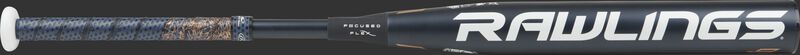 FPZP9 Quatro Pro fastpitch bat with a navy barrel and white Rawlings logo