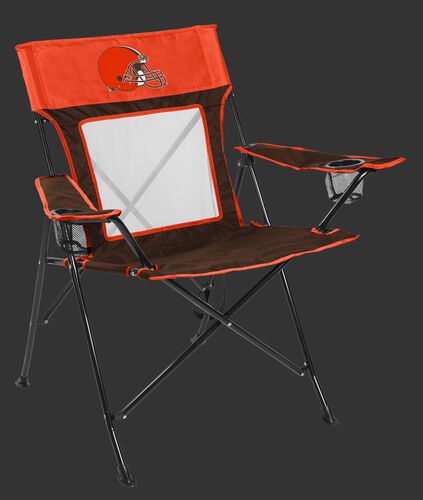 Front of Rawlings Orange and Brown NFL Cleveland Browns Game Changer Chair With Team Logo SKU #00651064111