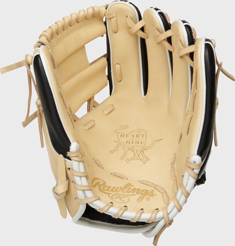 Camel palm of a Rawlings Heart of the Hide R2G infield glove with camel laces - SKU: PROR934-2CB