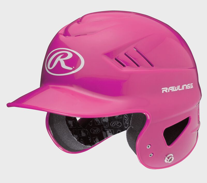A pink RCFTB Coolflo T-ball batting helmet with a white Oval R logo