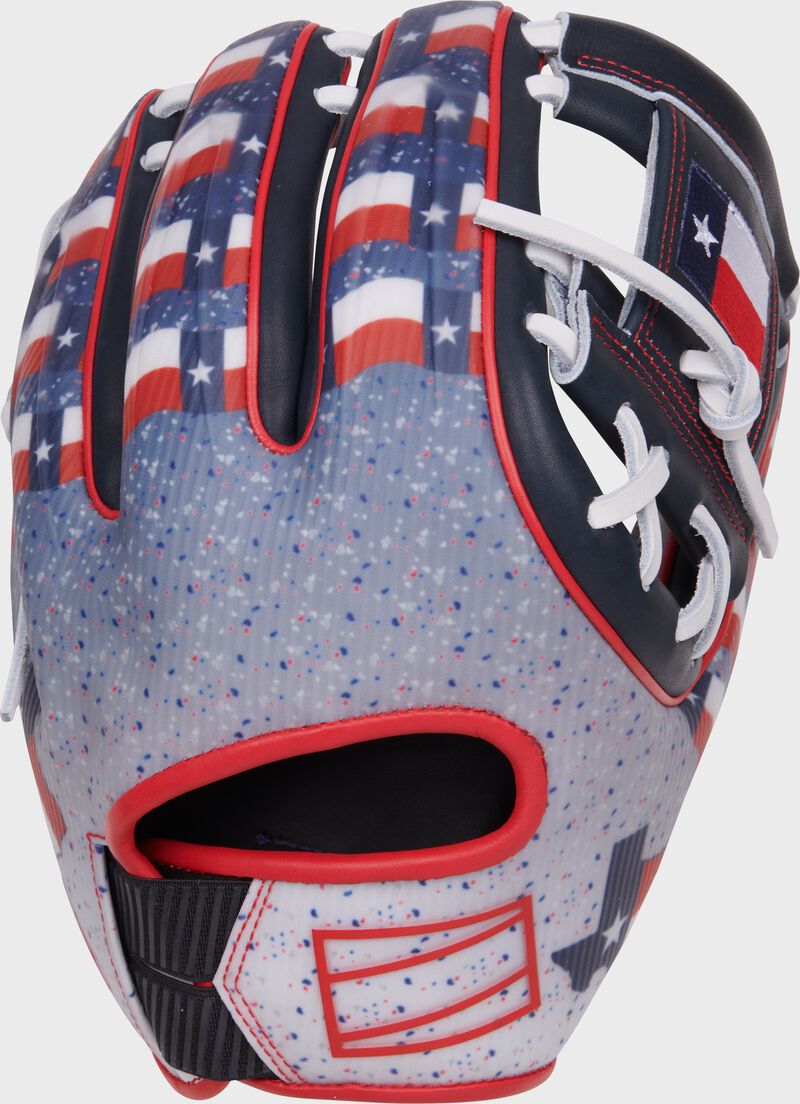 Texas themed back of a 2024 All-Star Game REV1X glove