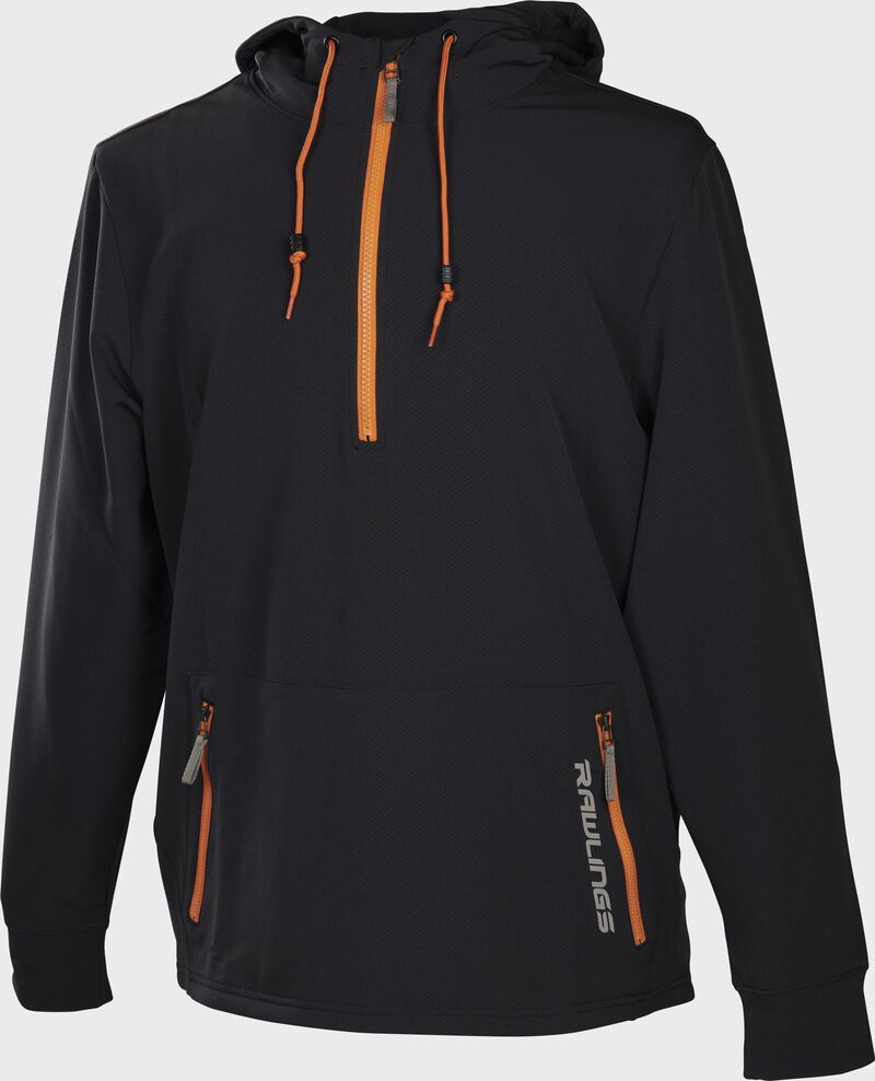 A black Rawlings modern fit half-zip hoodie - SKU: RSGHZ-B image number null