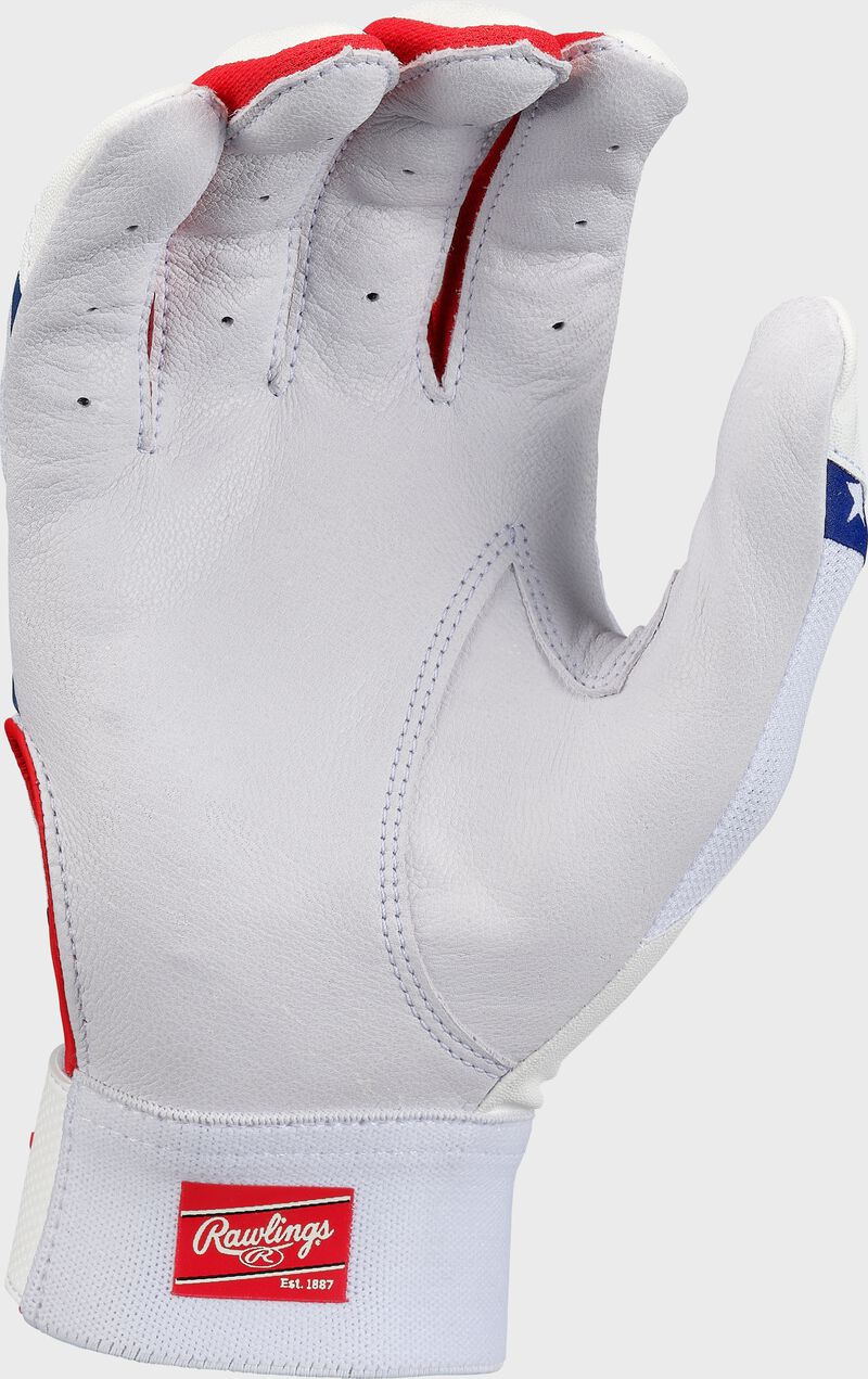 White palm of a USA Rawlings 5150 II batting glove - SKU: 5150IIBG-US