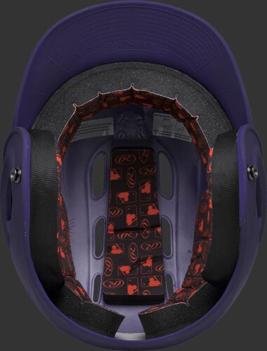 Inside padding of a purple R16MS senior size Velo batting helmet
