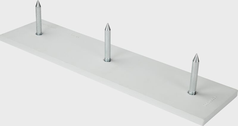 Bottom of a spiked pitching rubber with 3 metal spikes - SKU: RSPR