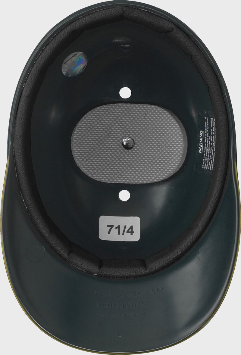 Inside padding on a black PBH traditional style catcher's helmet