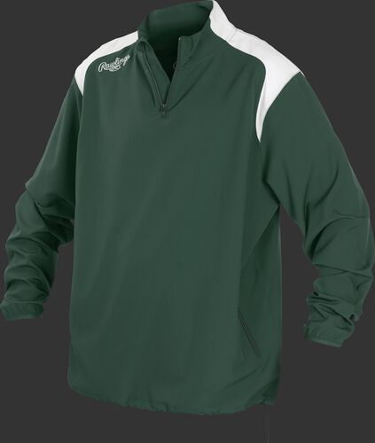 Front of Rawlings Dark Green Adult Long Sleeve Quarter-Zip Jacket - SKU #FORCEJ-B-88