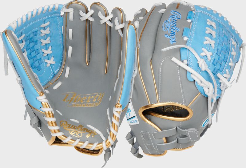 Liberty Advanced Color Series 12.5 in Fastpitch Glove, Gray/Columbia Blue, Left