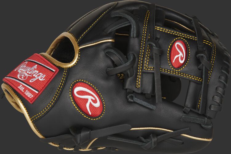 Thumb of a black R9 series 11.5-inch infield glove with a black I-web - SKU: R9204-2BG