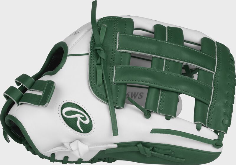 RLA130-6WDG Liberty Advanced color series 13-inch fastpitch glove with a white thumb, dark green trim and dark green H web