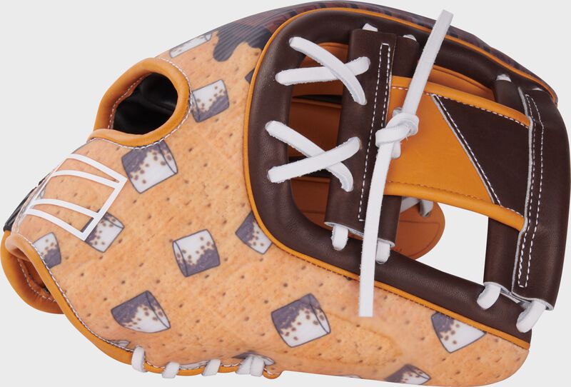 Thumb of a brown REV1X 11.75" S'mores infield glove with a tan/brown Pro I web