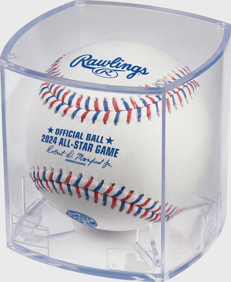 A 2024 MLB All-Star Game baseball in a clear display cube - SKU: EA-ASBB24-R