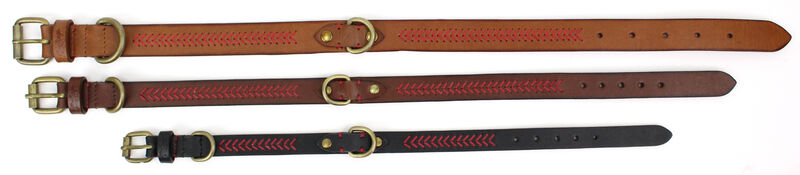 Rawlings Baseball Stitch Leather Dog Collar