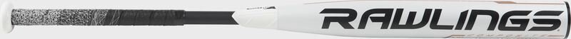 FP9Q9 Quatro fastpitch softball bat with a white barrel and black Rawlings logo