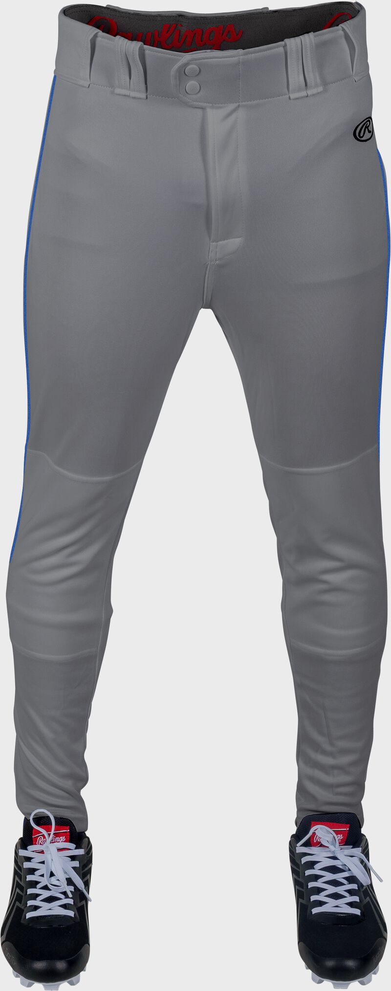 Rawlings Launch Jogger Fit Piped Baseball Pants, Adult 2XL, Blue Gray/Royal