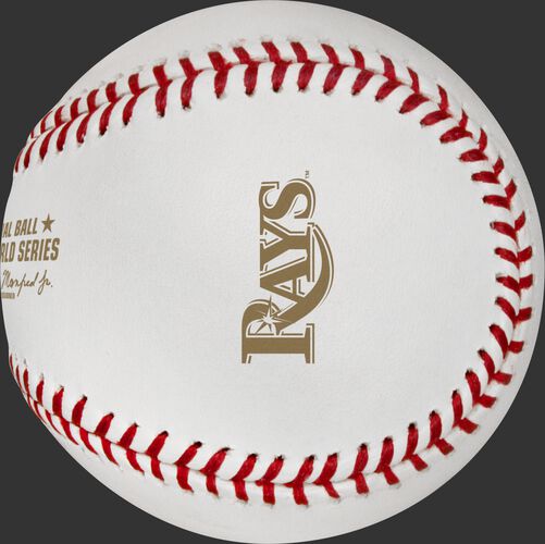 The Tampa Bay Rays logo stamped in gold on the 2020 dueling World Series ball - SKU: EA-WSBB20DL-R