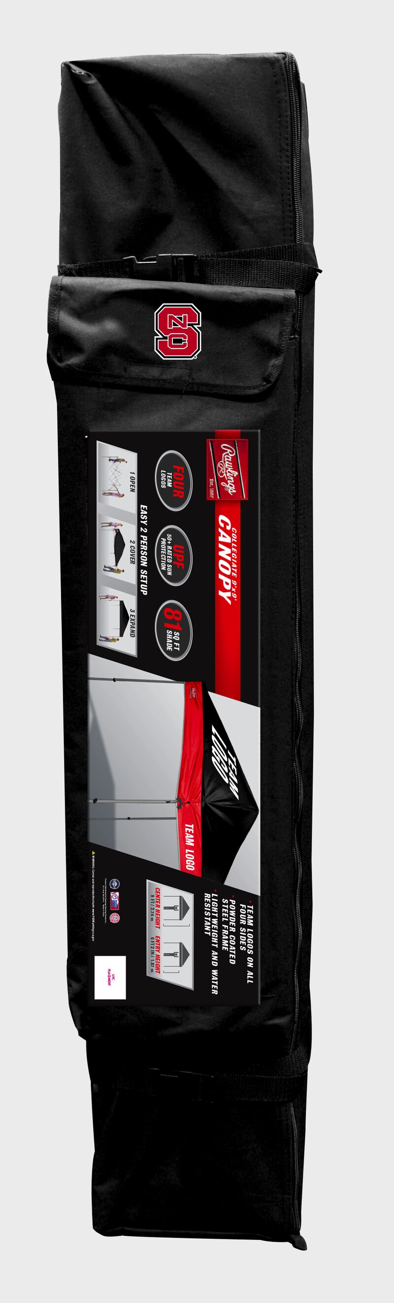 Black carry case for a NC State Wolfpack canopy loading=
